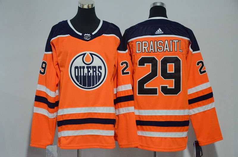 Women Edmonton Oilers #29 Draisaitl Orange Hockey Stitched Adidas NHL Jerseys